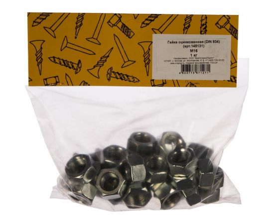 Оцинкованная гайка КрепСтройГрупп М16 DIN 934, 1 кг 145131 – изображение 2