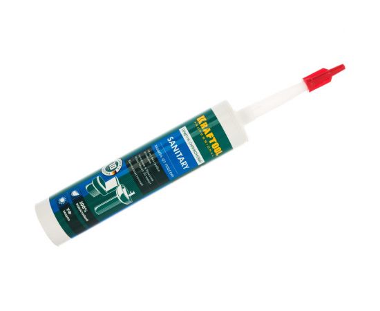 Силиконовый герметик KRAFTOOL KRAFTSIL SX105 300 мл, санитарный, прозрачный 41255-2 – изображение 3