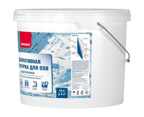 Штукатурка декоративная эластичная для плит OSB ""Короед"" (16 кг; светло-зелёный) Neomid Н-Короед-16/све – изображение 4