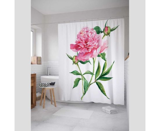 Штора (занавеска) для ванной JoyArty ""Май расцветает"" из сатена, 180х200 см с крючками, sc_14558 