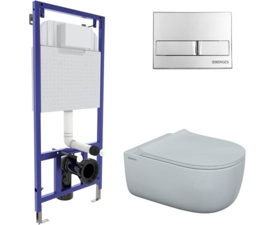 Комплект-инсталляция Berges NOVUM кнопка L3, унитаз EGO XL Rimless 043203 