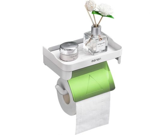 Держатель для туалетной бумаги URM настенный, с пластиковой полкой, 18x13x11 см, зеленый D01228 