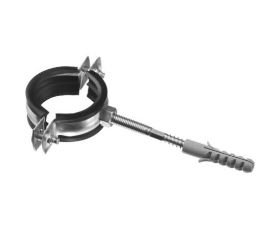 Хомут с резиновым уплотнителем, шурупом и дюбелем Tech-Krep 2-1/2, 73-80мм, 1шт - пакет 137019 