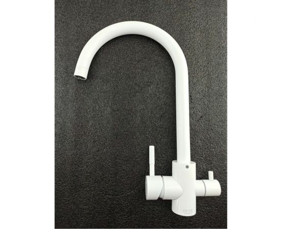 Смеситель для кухни OUTE 370 мм однорычажный, белый, со встроенным краном под питьевую воду, нержавеющая сталь T60203CK – изображение 2