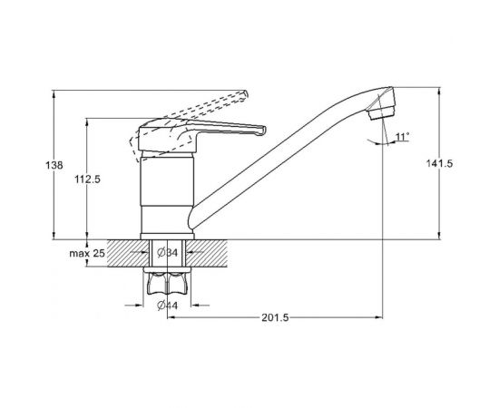 Смеситель для кухни G-lauf с плоским поворотным изливом, хром 4G4-A181 – изображение 2