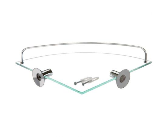 Полка для ванной комнаты Аквалиния стеклянная, угловая, с бортиком Z-108 – изображение 2