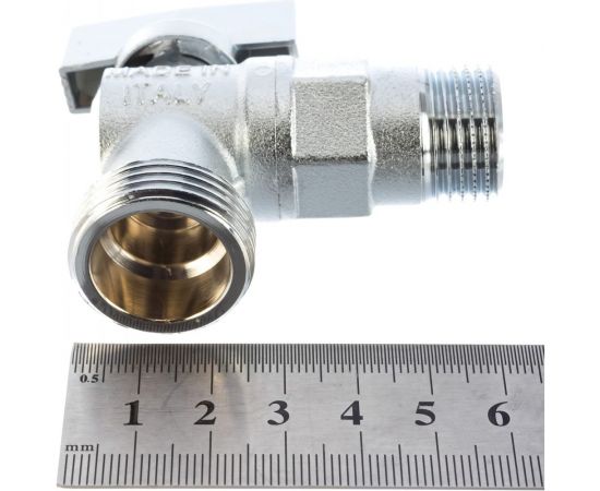 Шаровой кран FORNARA угловой, латунь, хpом, бабочка, Н-Н, 1/2х3/4 10976 – изображение 3