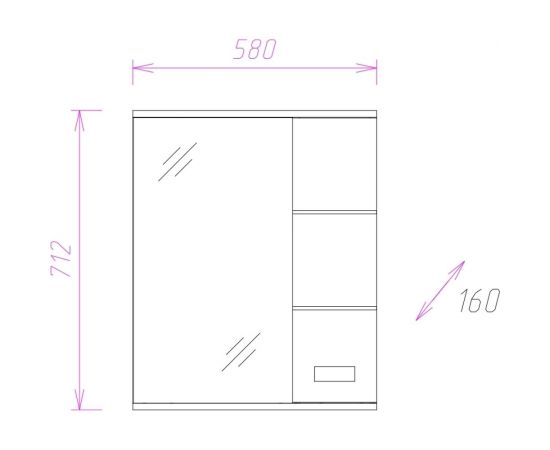 Зеркальный шкаф Onika БАЛТИКА 58.01 левый 205815 – изображение 3