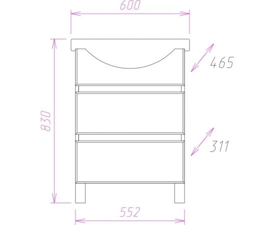 Тумба с раковиной Onika ЭЛИТА 60.13 белая 106120 – изображение 3