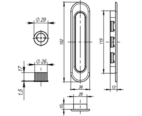 Ручка для раздвижных дверей ARMADILLO SH010-SG-1 Матовое золото 19987 – изображение 3