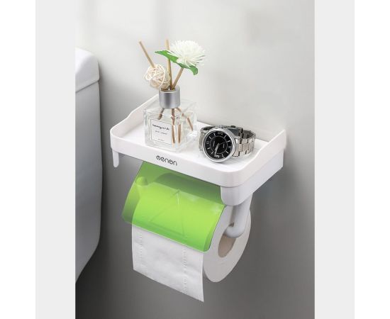Держатель для туалетной бумаги URM настенный, с пластиковой полкой, 18x13x11 см, зеленый D01228 – изображение 4