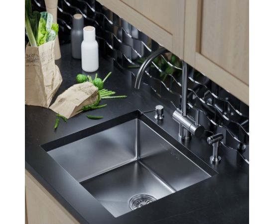 Мойка для подстольного монтажа MIXLINE PRO 50x44х20 см, толщина 3 мм, выпуск 3 1/2, с сифоном, сатин 548568 – изображение 5