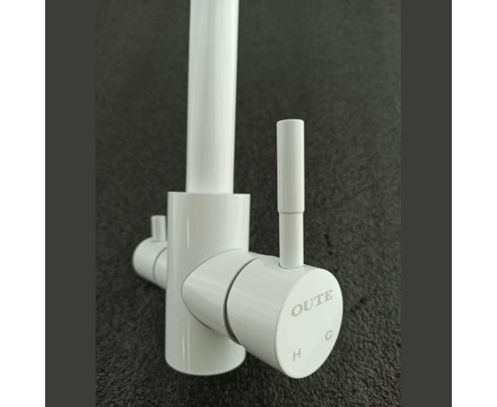 Смеситель для кухни OUTE 370 мм однорычажный, белый, со встроенным краном под питьевую воду, нержавеющая сталь T60203CK – изображение 5