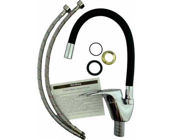 Смеситель для кухни Rainsberg с гибким силиконовым изливом, черный R3193F-2 – изображение 5