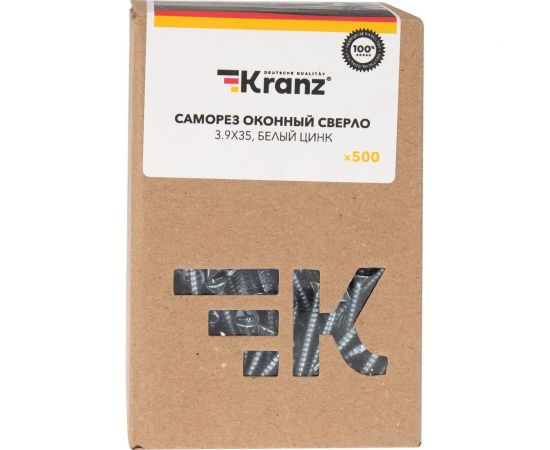 Оконный саморез KRANZ сверло 3,9x35, белый цинк, 500 шт. KR-01-3722-0013 – изображение 6