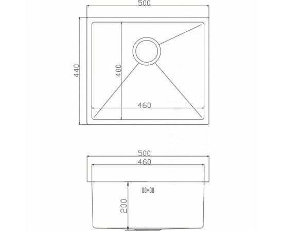 Мойка для подстольного монтажа MIXLINE PRO 50x44х20 см, толщина 3 мм, выпуск 3 1/2, с сифоном, сатин 548568 – изображение 10