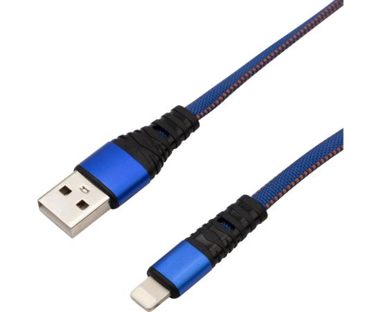 Кабель USB - Lightning REXANT 2.4 А, 1 м, для iPhone синяя нейлоновая оплетка 18-7053 