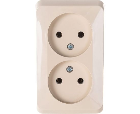 Двухместная розетка Schneider Electric ОП Этюд 16А IP20 без заземл. кремовая PA16-005K 