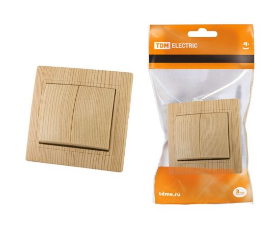 2-клавишный выключатель TDM 10А ЭКО сосна Таймыр SQ1814-0202 