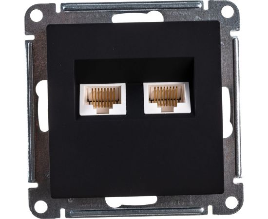 Двойная компьютерная розетка Schneider Electric ATLASDESIGN RJ45+RJ45, категория 5E, КАРБОН ATN001085 