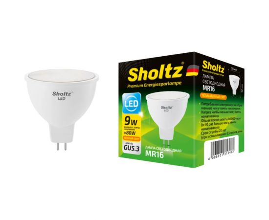 Светодиодная лампа Sholtz MR16 9Вт GU5.3 2700К 220В LMR3134 