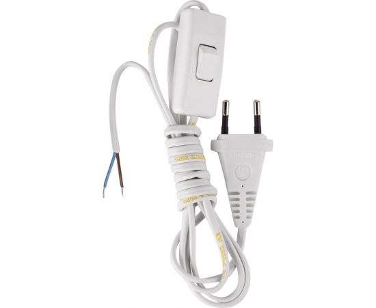 Сетевой шнур СПб УПП-5 с вилкой и проходным выключателем шввп 2x0,5 белый 1,7м 99927943 