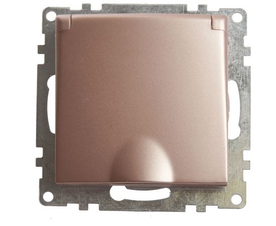 1-местная розетка STEKKER с заземлением с крышкой (механизм), GLS16-7112-02, 250В, 16А с защитной шторкой, 39594 