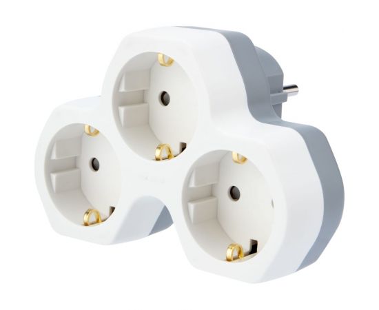 Электрический тройник REXANT с заземлением и защитными шторками 16 А белый 11-1088 