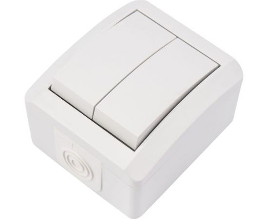 Двухклавишный накладной выключатель KRANZ IP54 белый KR-78-0832 