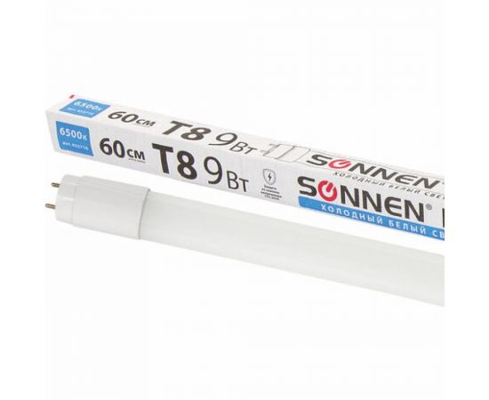 Светодиодная лампа SONNEN 9Вт, G13, трубка, 60см, холодный/белый, LED T8-9W-6500-G1 453716 