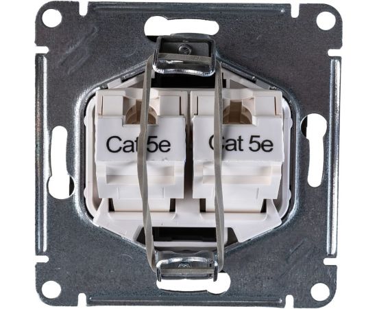 Двойная компьютерная розетка Schneider Electric ATLASDESIGN RJ45+RJ45, категория 5E, КАРБОН ATN001085 – изображение 2