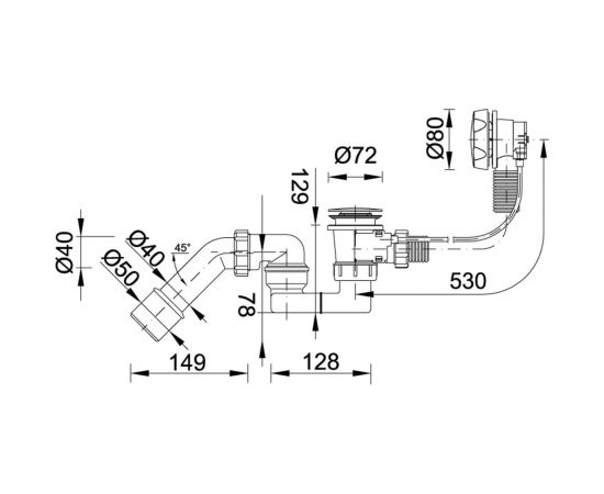 Автоматический сифон для ванны STYRON хромированный 530 мм STY-536-A-K-L – изображение 2