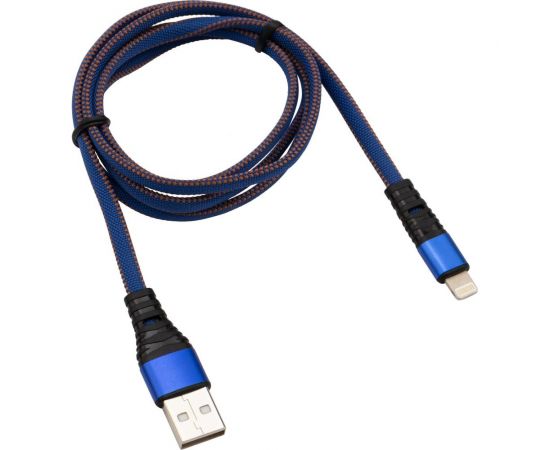 Кабель USB - Lightning REXANT 2.4 А, 1 м, для iPhone синяя нейлоновая оплетка 18-7053 – изображение 2