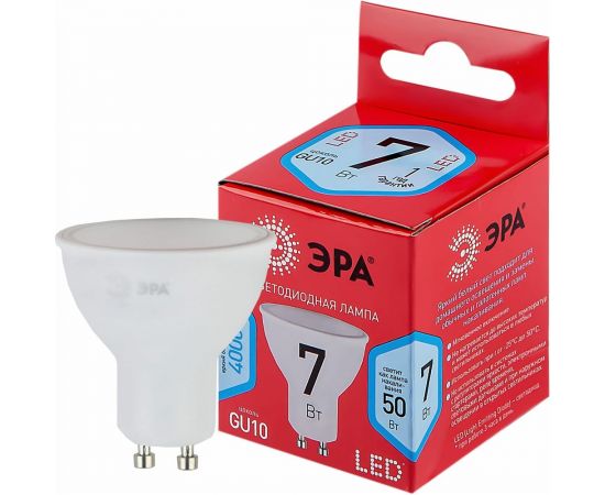 Светодиодные лампочки ЭРА RED LINE LED MR16-7W-840-GU10 R GU10 7Вт софит, нейтральная белая Б0049640 – изображение 2