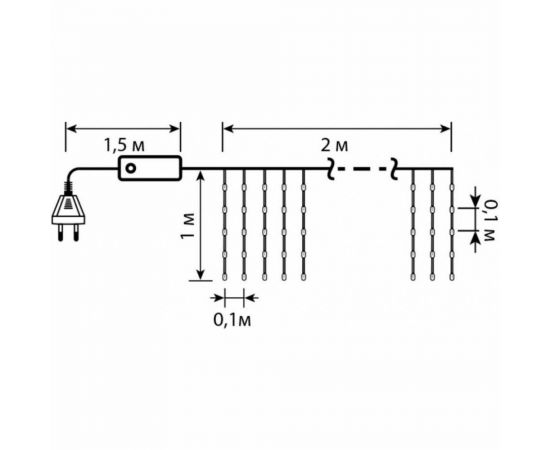 Электрогирлянда B&H «Световой занавес», 2 м х 1 м, 200 прозрачных микроламп BHR0313-WW – изображение 3