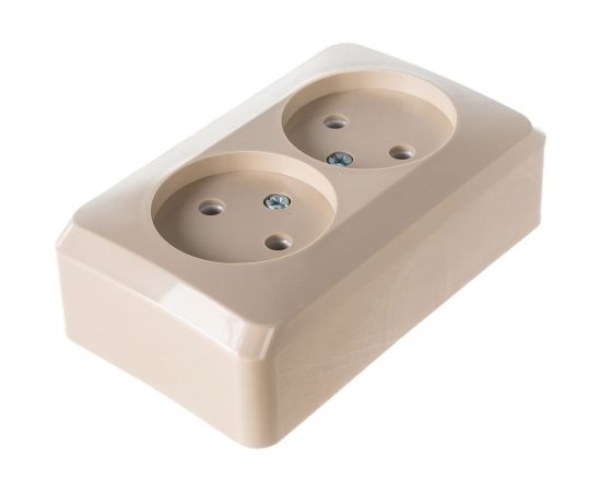 Двухместная розетка Schneider Electric ОП Этюд 16А IP20 без заземл. кремовая PA16-005K – изображение 3