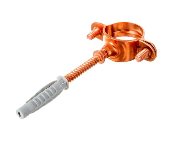 Хомут для труб Uni-Fitt 22 медный со шпилькой и дюбелем 851R2200 – изображение 3