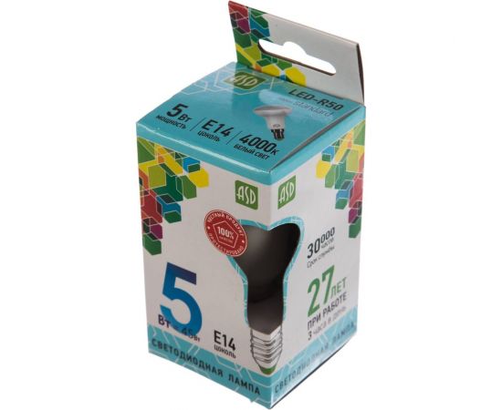 Светодиодная лампа ASD LED-R50-standard 5Вт 230В Е14 4000К 450Лм 4690612001517 – изображение 3