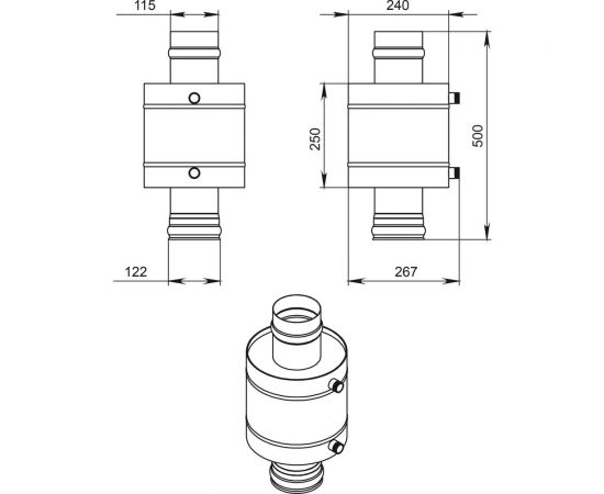 Штампованный теплообменник Везувий на трубе (6 л; 115 мм; AISI 439) А-17085 – изображение 3