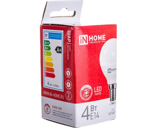 Светодиодная лампа IN HOME LED-ШАР-VC 4Вт 230В Е14 4000К 360Лм 4690612030531 – изображение 4