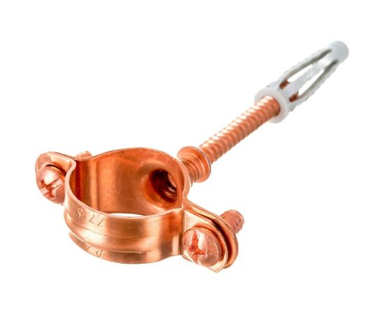 Хомут для труб Uni-Fitt 22 медный со шпилькой и дюбелем 851R2200 – изображение 4