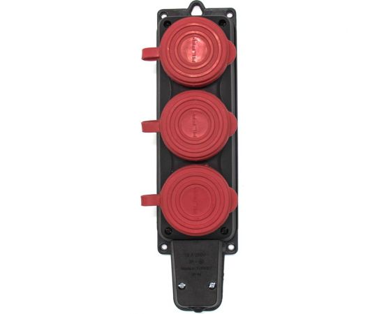 Влагозащищенная штепсельная розетка Alfa на 3 гнезда, каучуковая, IP44 с заземлением 250В, 16А 20103000 R – изображение 4