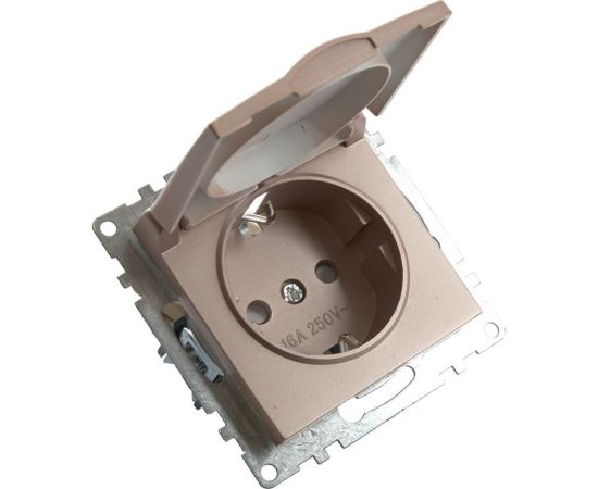 1-местная розетка STEKKER с заземлением с крышкой (механизм), GLS16-7112-02, 250В, 16А с защитной шторкой, 39594 – изображение 5