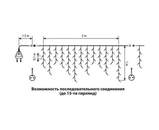 Электрогирлянда B&H Сосульки, 2x1м, 91 синих светодиодов BH0127-B – изображение 5