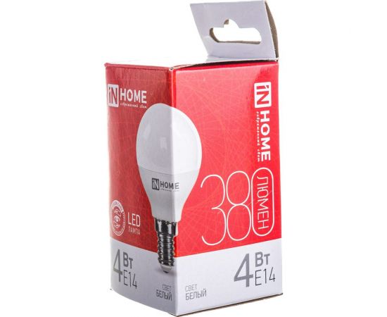 Светодиодная лампа IN HOME LED-ШАР-VC 4Вт 230В Е14 4000К 360Лм 4690612030531 – изображение 5
