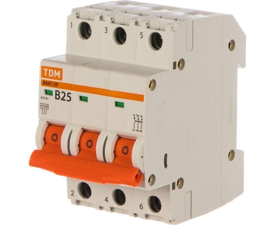 Автоматический выключатель ВА47-29 (3Р; 25 А; 4.5 кА; В) TDM SQ0206-0044 