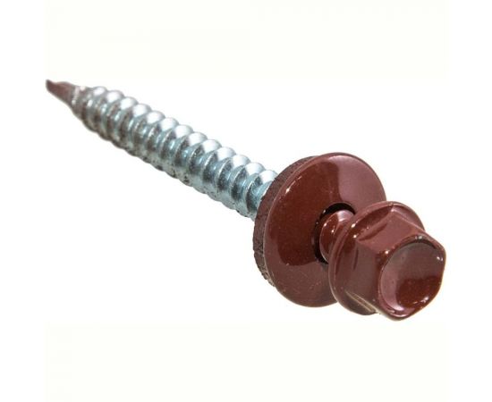 Кровельные саморезы с буром Стройбат 4,8x35 темно-красный 60 шт 203581 