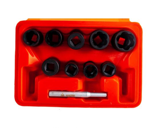 Набор торцевых головок для поврежденных гаек и болтов 10-19мм, кейс, 10шт МАСТАК 109-30010C 