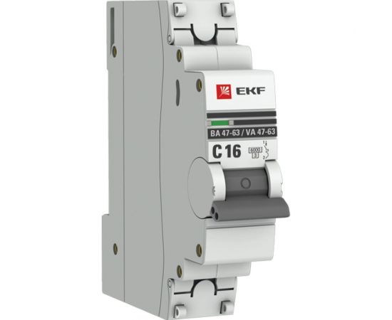 Автоматический выключатель EKF ВА 47-63, 1P, 16А, 6кА, PROxima SQ mcb4763-6-1-16C-pro 