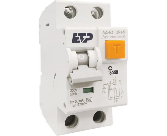 Дифференциальный автомат ETP 1P+N 16А тип A 30 мА 6 кА 19053 